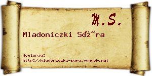 Mladoniczki Sára névjegykártya